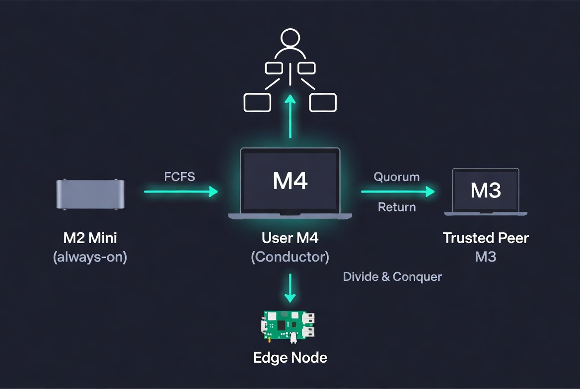 Thalamus Mesh — M4 Conductor with M2 Mini, M3 Trusted Peer, Edge Node